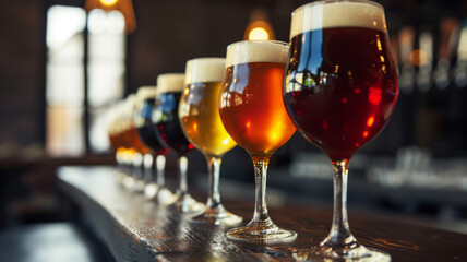 Table Set with an Array of Craft Beers in Moody Hues