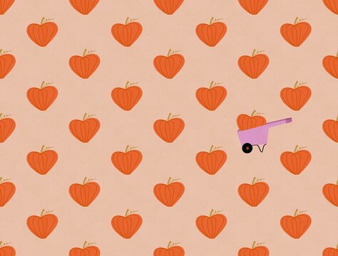 Pumpkin patch fall season illustration