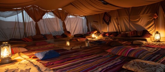 Bedouin tent in the desert - obrazy, fototapety, plakaty