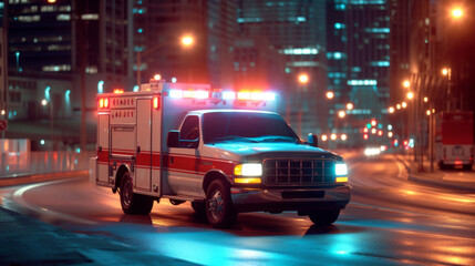 Obraz premium An ambulance rushing speeding on road in emergency
