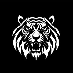 head of Tiger silhouette icon logo design