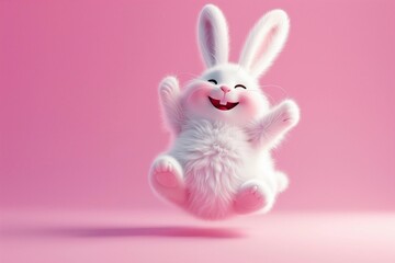 Cute Rabbit on light pink background