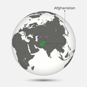 Map of Afghanistan with Position on the Globe