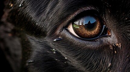 High-resolution close-up photo of a dogs eye, detailed and sharp image for stock sale - obrazy, fototapety, plakaty