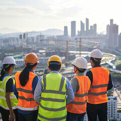 a group of workers in a row working, engineers, people, family, engineer, worker, construction, engineer, work, industry, helmet, safety, building, factory, industrial, working, site, architect