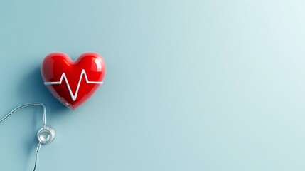 Heart with EKG pulse medical theme