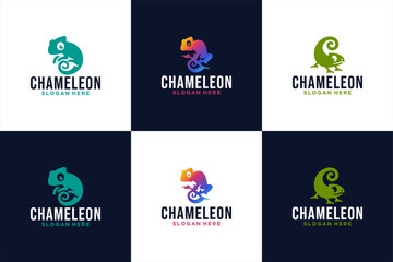 collection of chameleon logo , cute cartoon , children , logo design inspiration. © dhulpikir