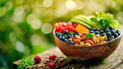 Healthy vegetarian food in a bowl. Selective focus.