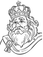 black and white illustration of king pattern for coloring. activities for children, coloring pages