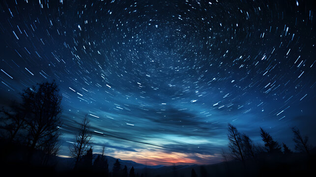 Starry night sky time-lapse photography