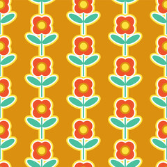 Retro geometric seamless flowers pattern