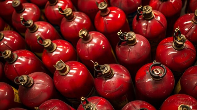 a bunch of fire extinguishers