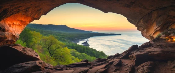Foto op Canvas Beautiful landscape view from the cave to the sea. © fydorov