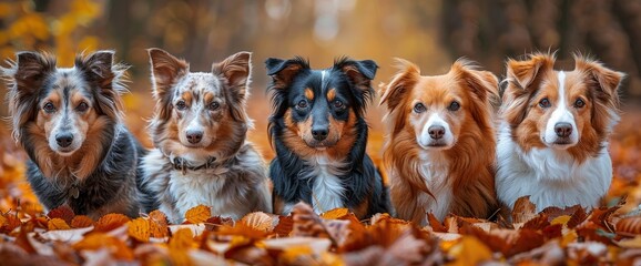 Collage Set 6 Dogs Portraits Different, Background, Background Banner