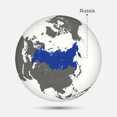 Map of Russia with Position on the Globe