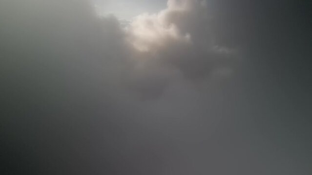 Aerial video above the clouds Mount Panachaiko Patra