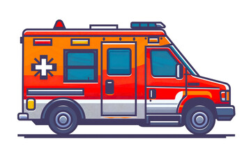 Emergency car, red and white ambulance medical service vehicle vector Illustration on a white background