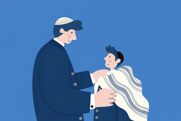 Father and Son prepare for Bar Mitzvah