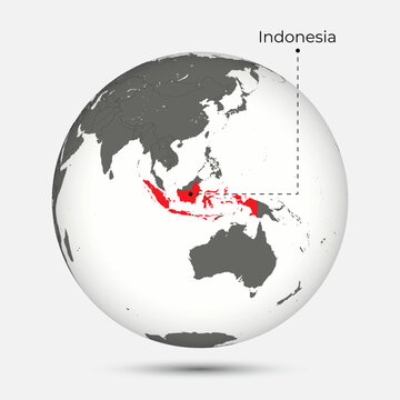 Map of Indonesia with Position on the Globe