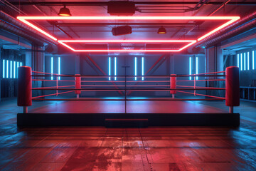 Boxing ring for training and competitions - obrazy, fototapety, plakaty