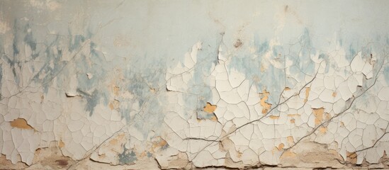 Chipped and Cracked Vintage Wallpaper on an Old Flat Wall