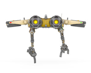 Fototapeta premium mecha harpy is landing in white background in rear view