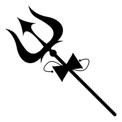 Illustration of black trident symbol for Maha Shivaratri.