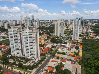 Aerial city scape in summer in Cuiaba Mato Grosso