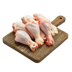 AI Generated Image - Butcher Shop - Chicken Thighs and Drumsticks with Wooden Board and Transparent Background