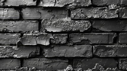 a black and white photo of a brick wall that has been chipped and has been chipped with paint.