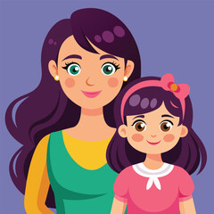 Happy mothers day mom and child affection greeting design