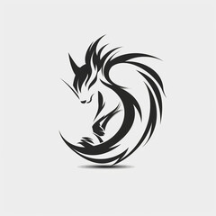 Obraz premium a squirrel icon, simple design, black and white сreated with Generative Ai