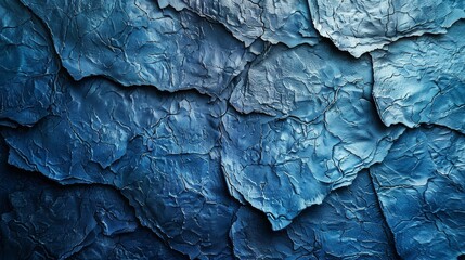 a close up view of a blue wall with a pattern of blue paint on the top and bottom of it.