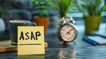 ASAP prominently handwritten in bold, black ink, symbolizing the importance of time management and the urgency of tasks requiring immediate attention.