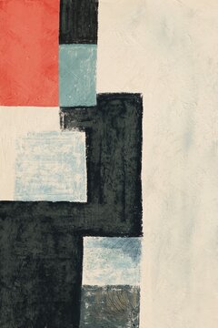 abstract background painting with black, red, white and blue colors