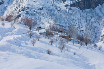 Fototapeta na wymiar Winter Season in the Erzincan Mountains Drone Photo, Kemah Erzincan, Turkey (Turkiye).