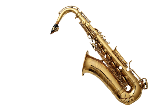 elegant saxophone isolated on a transparent background
