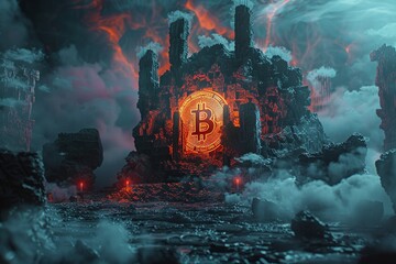 Victory in the crypto realm underscores the transformative power of digital currencies.3D Illustrate ugly bokeh light - obrazy, fototapety, plakaty