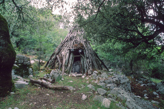  Traditional sheepfold in the mountain region of Supramonte of Baunei (Sardinia, Italy), called "su cuile" in the local language 