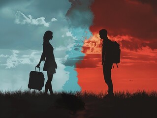 Write about the emotional turmoil of arrival and departure in a long-distance relationship.