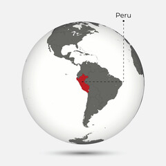 Map of Peru with Position on the Globe