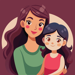 Happy mothers day mom and child affection greeting design