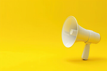 Modern megaphone on yellow background