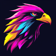 Obraz premium create a gaming logo that is eagle, uses bold colors of cyan сreated with Generative Ai