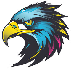 Fototapeta premium create a gaming logo that is eagle, uses bold colors of cyan сreated with Generative Ai