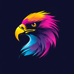 Obraz premium create a gaming logo that is eagle, uses bold colors of cyan сreated with Generative Ai
