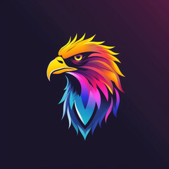 Obraz premium create a gaming logo that is eagle, uses bold colors of cyan сreated with Generative Ai