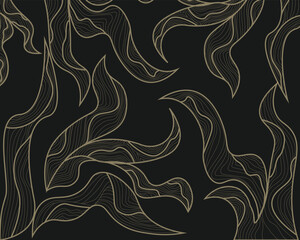 LINE ART LEAF VECTOR, SUITABLE FOR BACKGROUND