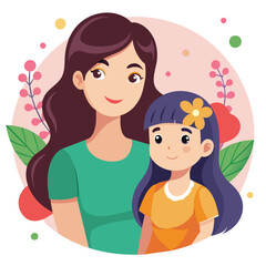 Happy mothers day mom and child affection greeting design