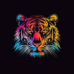 create a gaming logo of tiger, bold colors of cyan сreated with Generative Ai